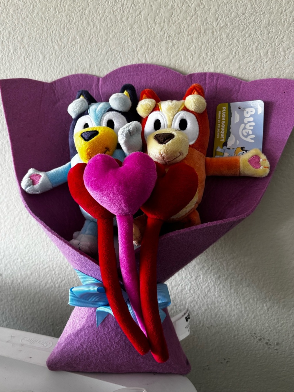 Bluey and Bingo Plush Heart Bouquet - Purple & Multicolor